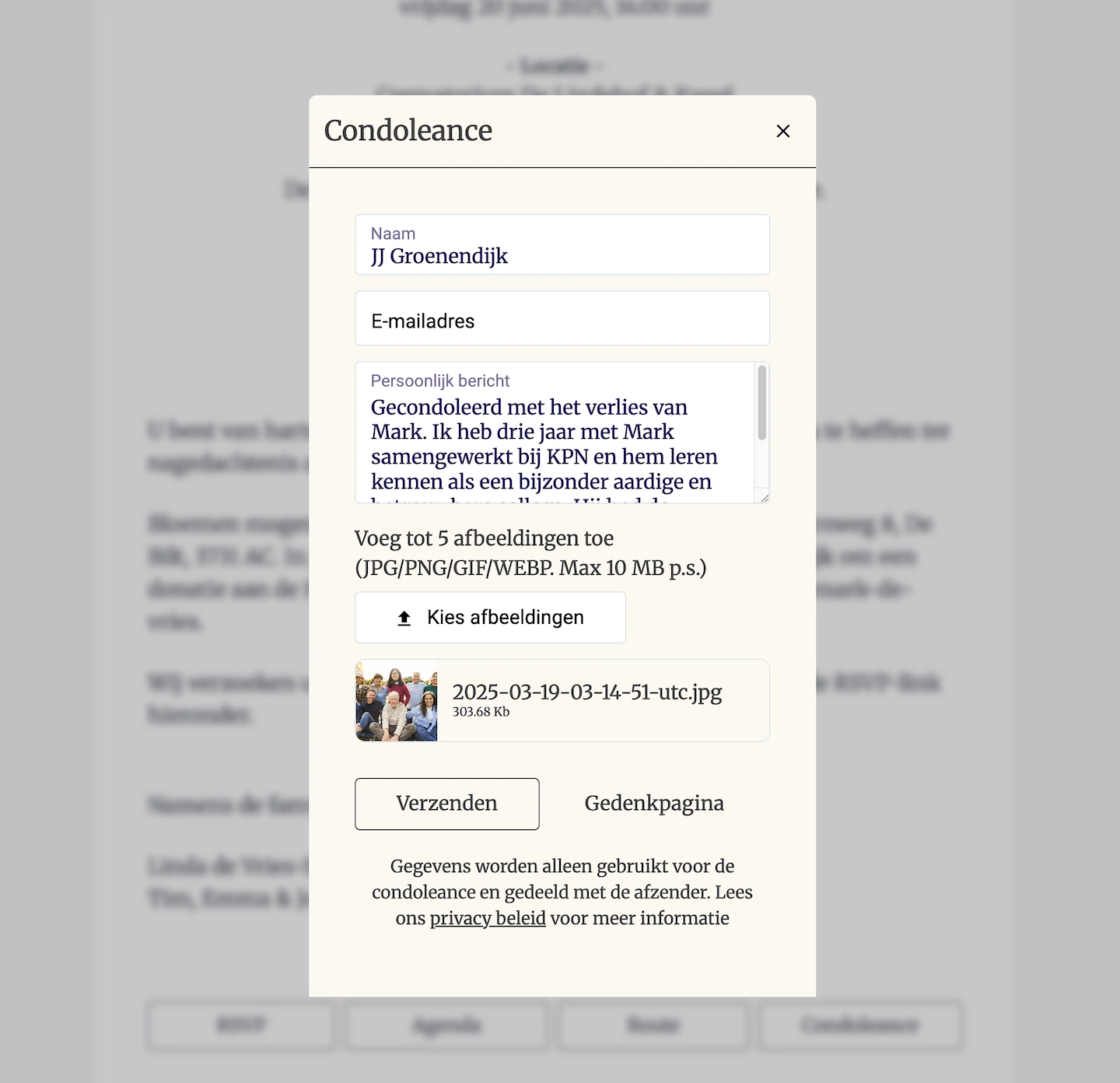 online gedenkpagina