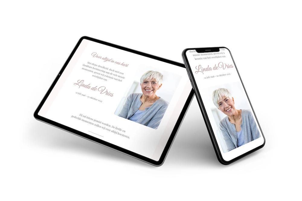 Elegante online rouwkaart met pasteltinten &ndash; voorbeeld 2