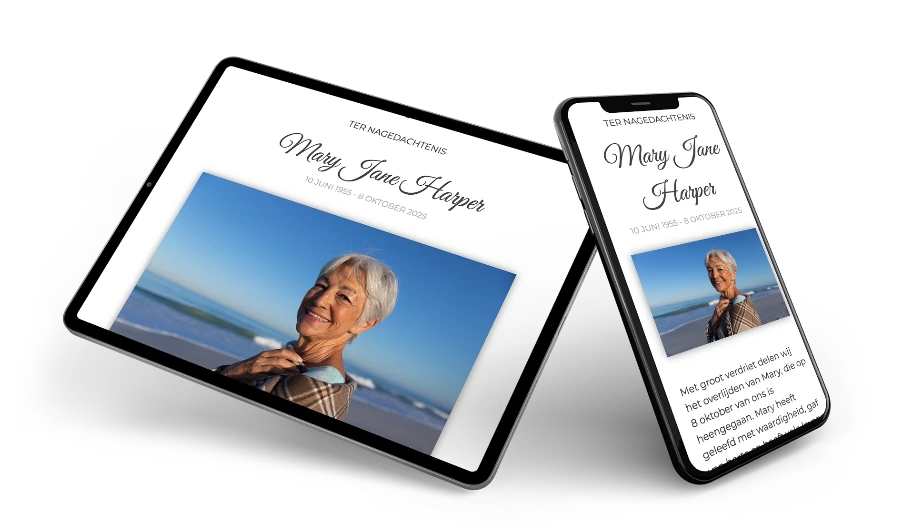 Elegante klassieke online rouwkaart &ndash; voorbeeld 2