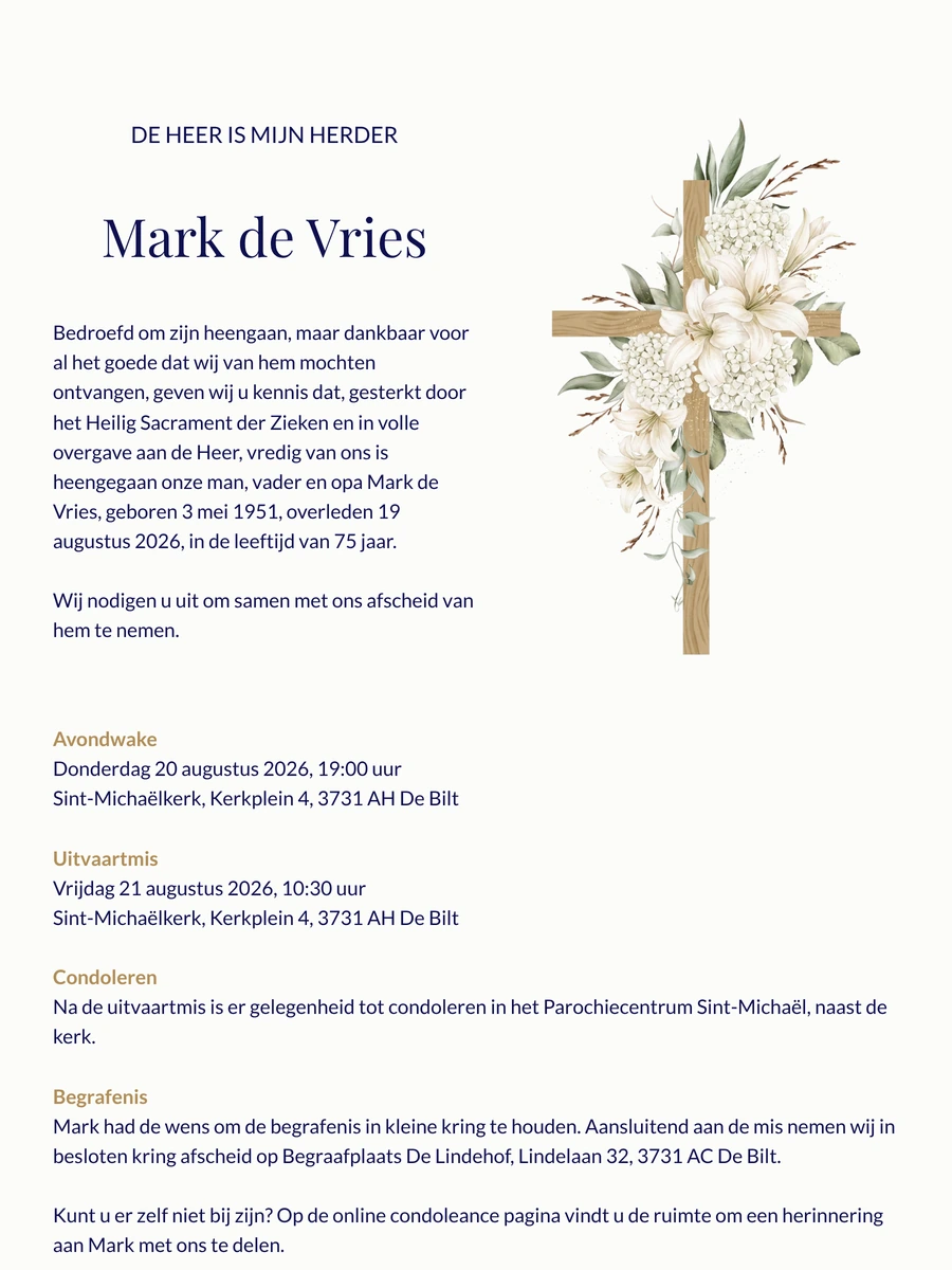 Christelijke rouwkaart maken