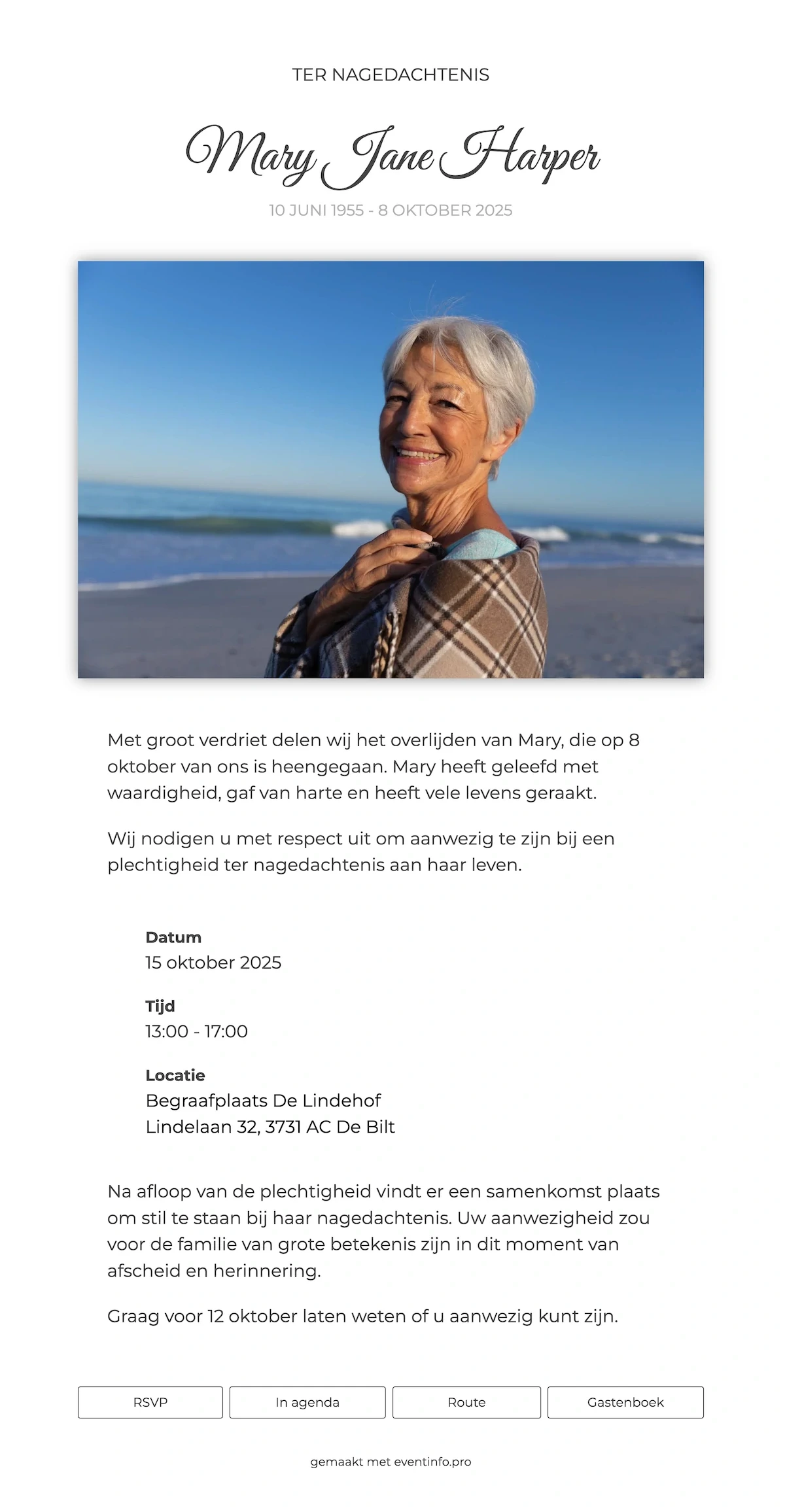 Elegante klassieke rouwkaart Montserrat