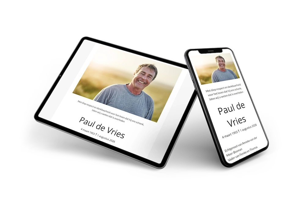 Rouwkaart met foto maken &ndash; voorbeeld 2